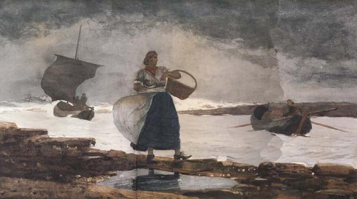 Winslow Homer Inside the Bay,Cullercoats (mk44) China oil painting art